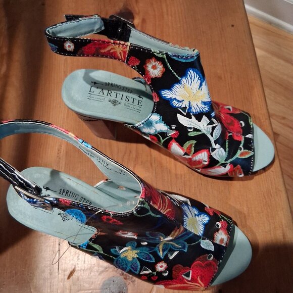 L'Artiste floral ankle strap leather sandals 37 - Picture 1 of 6